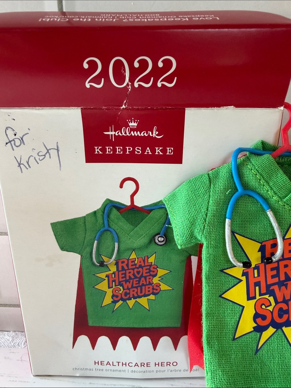 Hallmark Green Healthcare Hero Ornament with Blue Stethoscope